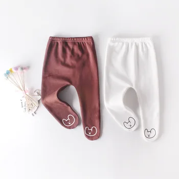 

WLG baby tights newborn boys girls velvet cartoon white brown pantyhose toddler winter warm stockings for 6-18 months