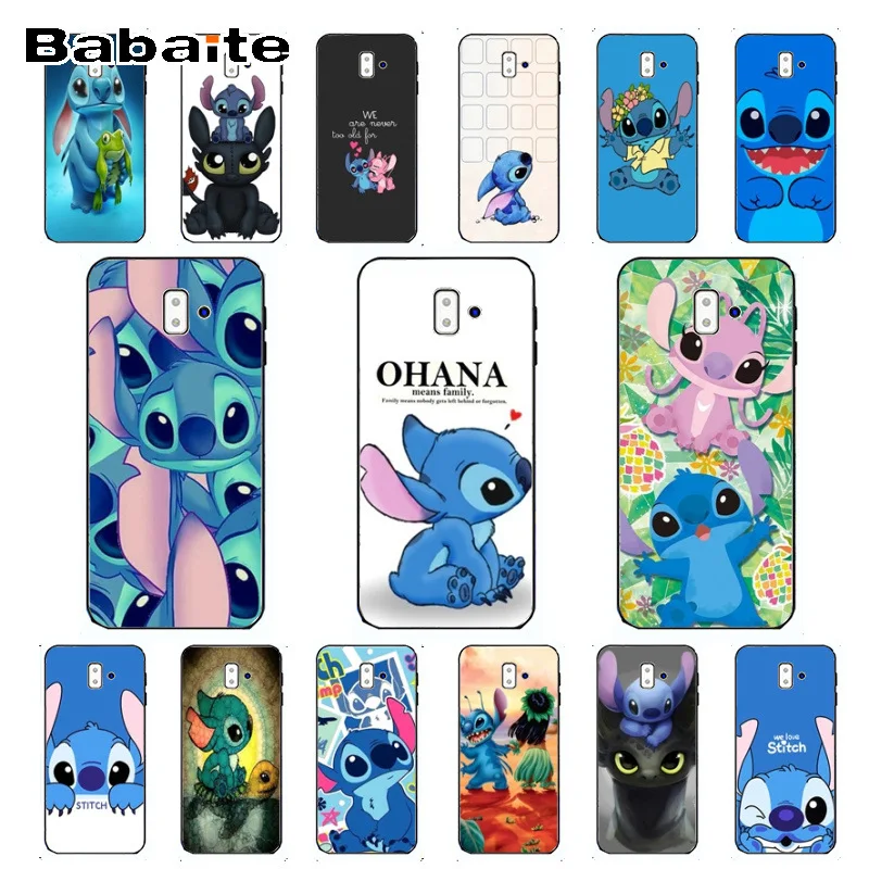 

Funny Cute Stitch Cartoon Emoji Coque Shell Phone Case For samsung Galaxy j6 plus A6 A8 A9 A10 A30 A50 Coque Shell