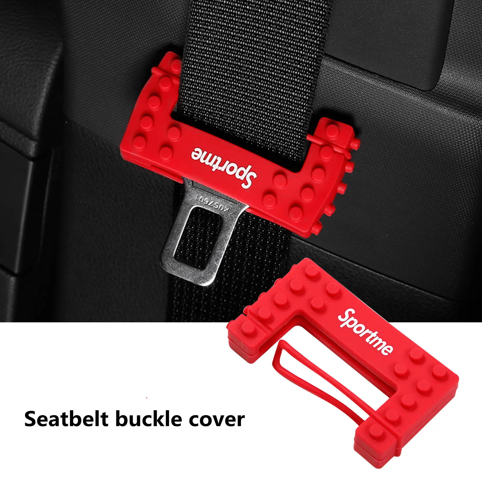 1pc Seat Belt Buckle Cover Silicone Anti-Scratch Cover Safety Red Accessori V9D3 