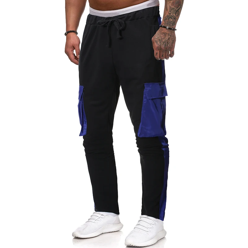 Summer New Style Knit Pants Pocket Contrast Color Joint Fashion Casual Sports Knit Pants