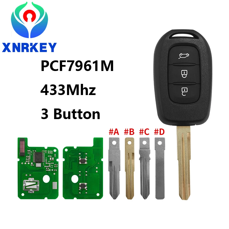 XNRKEY 3 Button Remote Key PCF7961M/4A Chip 433Mhz VAC102/NSN14/HU136/VA2 Blade for Renault Car Key 10ps car remote key blade vac102 hu136 hu136te ne73 hu83 va2 car key blade for renault peugeot citroen remote fob key blank