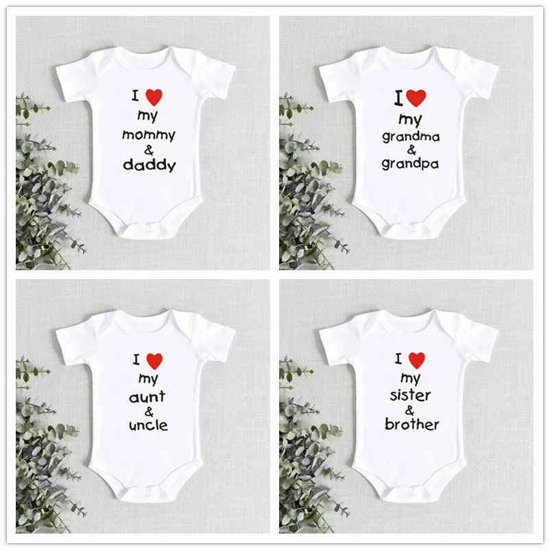 

I Love My Mommy/Daddy/Grandma/Grandpa Newborn Baby Romper Funny Infant Boys Girls Onesie Soft Short Sleeve Cotton Baby Bodysuit