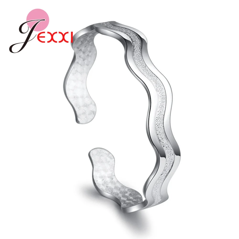 

New Arrivals Hot Fashion Bijoux Sparkling Wavy Charm Cuff Bracelets Bangle For Women 925 Sterling Silver Jewelry Summer Style