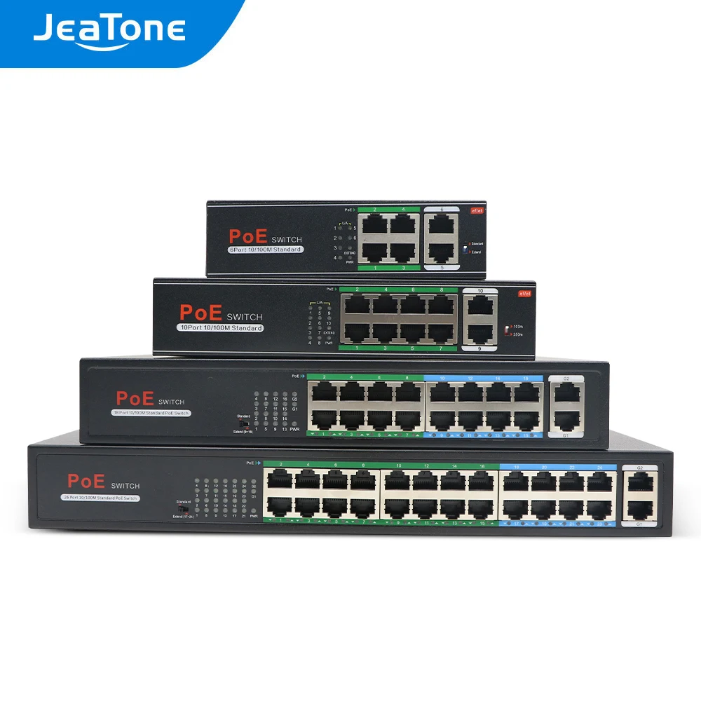 JeaTone 4/8/16/32-порт 10/100 Мбит/с PoE переключатель для ip-видео домофон | Безопасность и