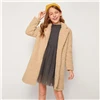 SHEIN/однотонное бежевое повседневное плюшевое пальто с открытой передней частью для девочек; детская верхняя одежда; коллекция года; сезон весна-осень; детское теплое пальто с длинными рукавами