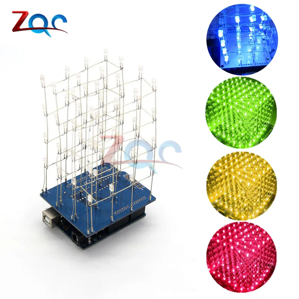 

4X4X4 4*4*4 LED Light Cube Kit 3D LED DIY Kit Electronic Suite for Arduino Smart Electronics Led Cube Kit DIY Electronic