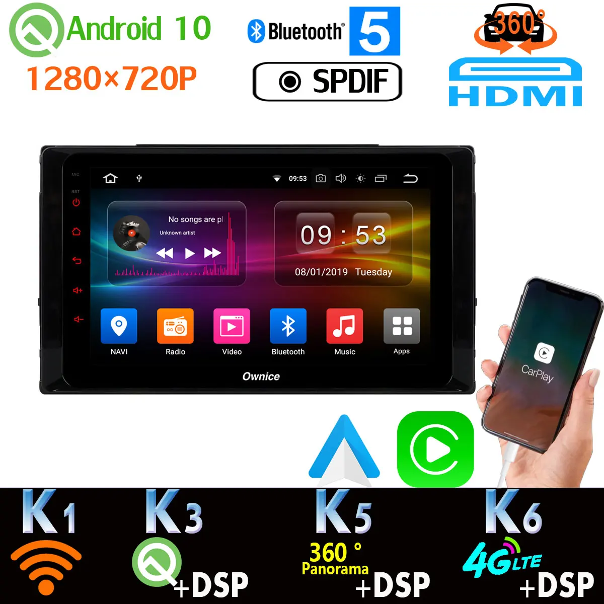 1280*720P Android 10 PX6 автомобильный проигрыватель с радио и GPS для Toyota Corolla Prius Fortuner Estima