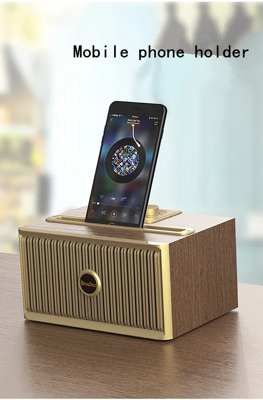 OneDer Magic V6 Bluetooth колонка в ретро стиле домашнее радио дерево небольшой звук супер громкость беспроводной телефон USB 18650 колонка с аккумулятором