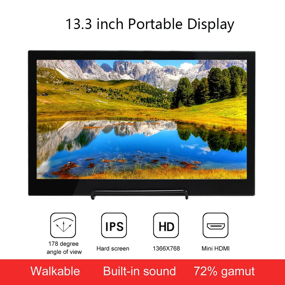 13.3 inch Portable Display LED Monitor 1366x768 HD IPS Computer HDMI-Compatible TV for PS4 Pro/Xbox/Phone | Электроника
