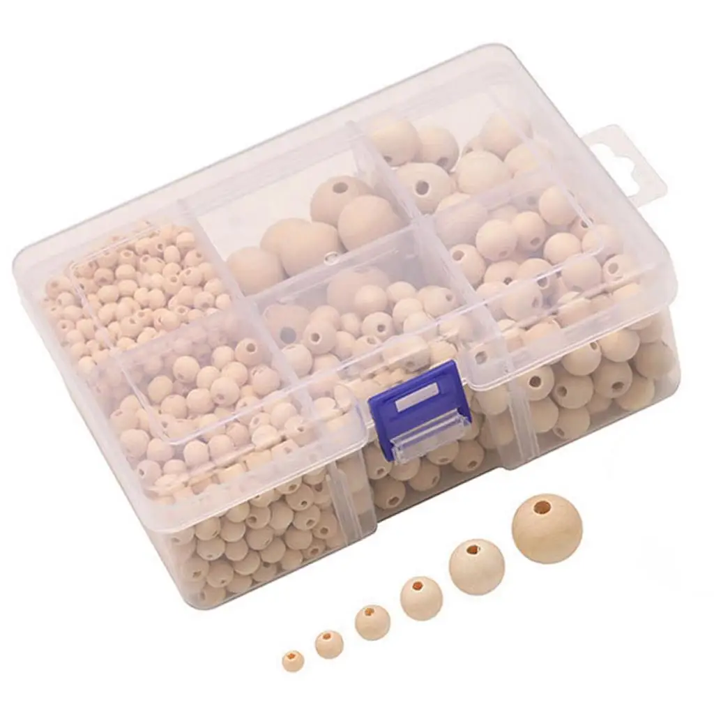 1150x Round Wood Spacer Smooth Beads Unfinished Wooden Ball Jewelry Making Charms Findings DIY Bracelet Necklace Craft Supplies