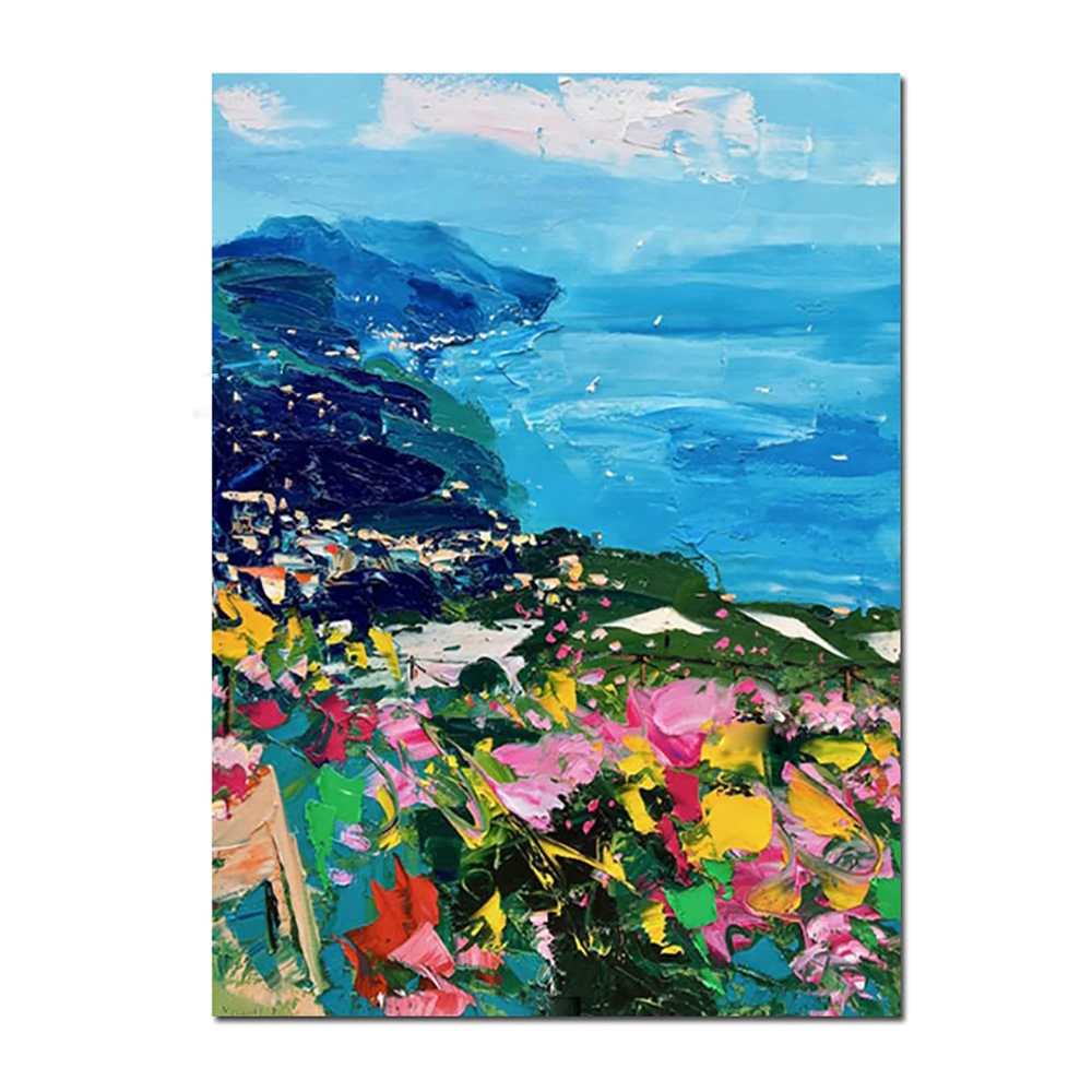 

Abstract Landscape Oil Painting Handmade Mediterranean On Canvas Art Picture Modern Wall Art Painting For Home Wall Decoration