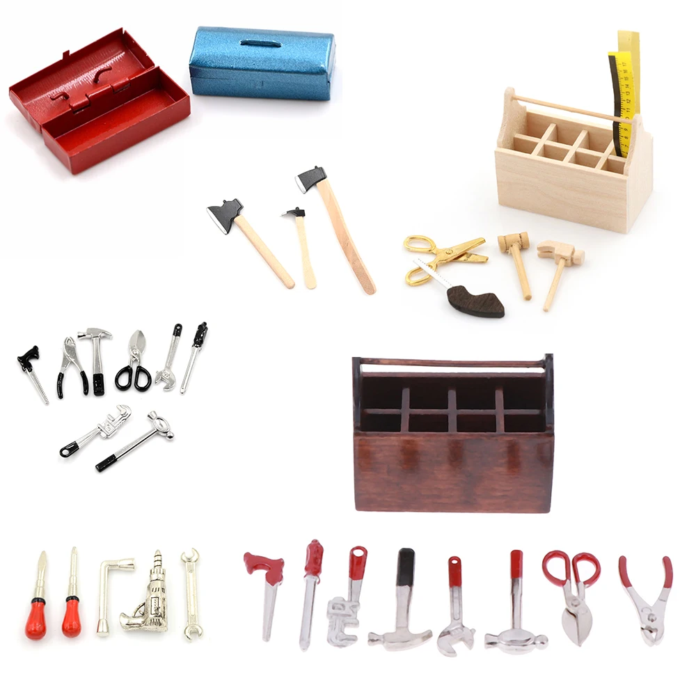 

Mini Repair Tools Simulation Toolbox Model Toys for Doll House Decoration 1/12 Dollhouse Miniature Accessories