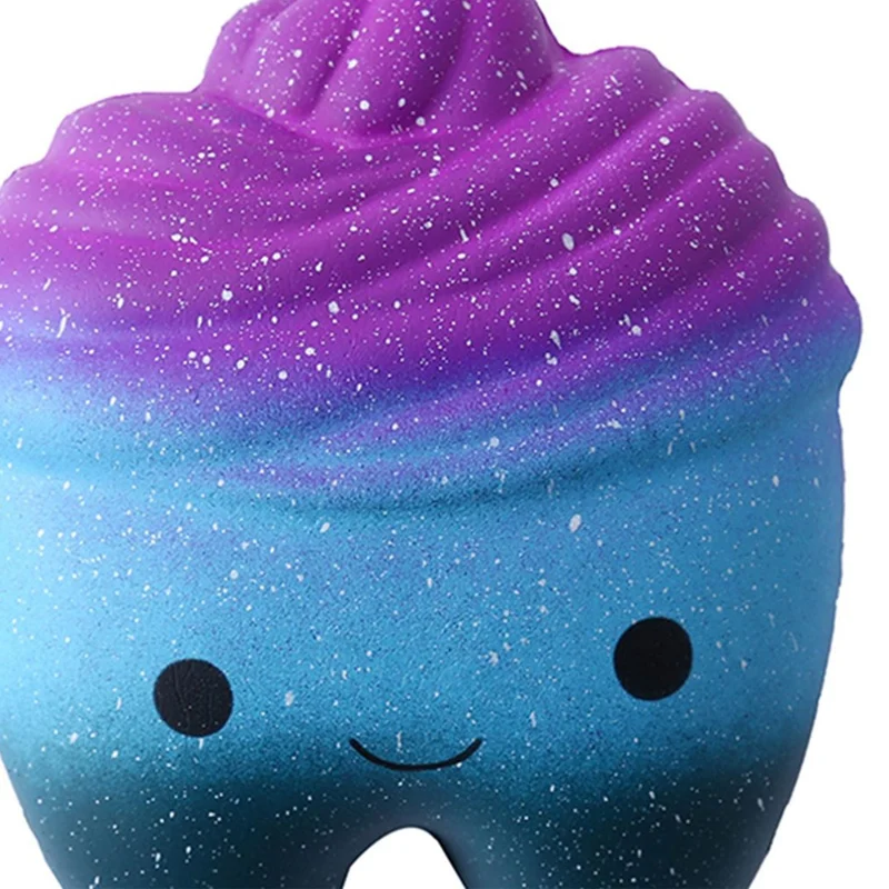 New Cute Colorful Galaxy Ice Cream Tooth Squishy Soft Creative Bread Cake Squeeze Toy Scented Stress Relief Fun for Kid Gift
