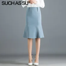 Новинка, Осень-зима, юбка-карандаш, Русалка, женская, черная, синяя, Вязанная, высокая талия, юбка, S-3XL размера плюс, для отдыха, плиссированная юбка для женщин