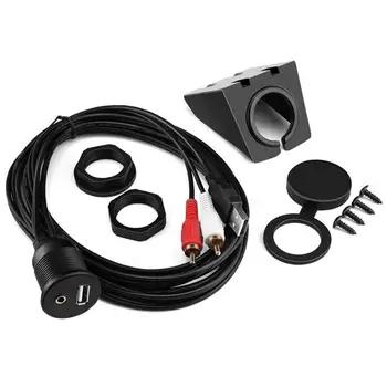 

Universal Car RCA Cable Adapter Switch With 3.5mm Audio Jack AUX USB Cable Extension Mount Panel Mount Cable