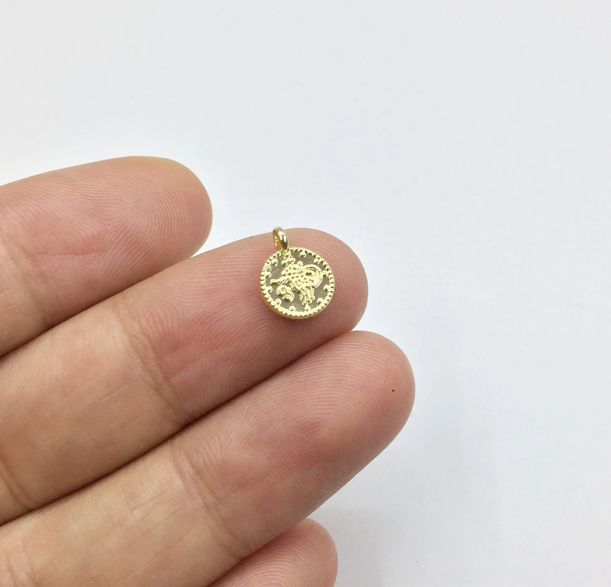 16k gold Eruifa 20 шт 8 мм Мини Монета Золото/Посеребренная цинковая водвеска из сплава ювелирные изделия DIY ожерелье браслет серьги 2 цвета - Окраска металла: 16k gold