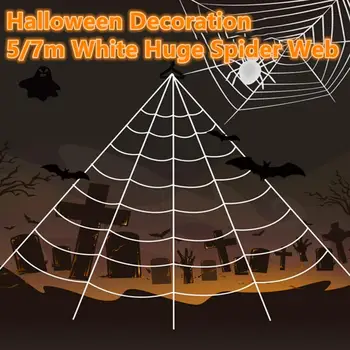 

1pc Halloween Decoration 5/7m White New Huge Spider Web Creepy Scary Horror Scene Cobweb For Bar Haunted Party 2020