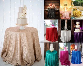 

Table Cloth Sparkly Sequin Tablecloth Round Table Cover Xmas Banquet Party Decor Sequined Glitter Solid Party 2020