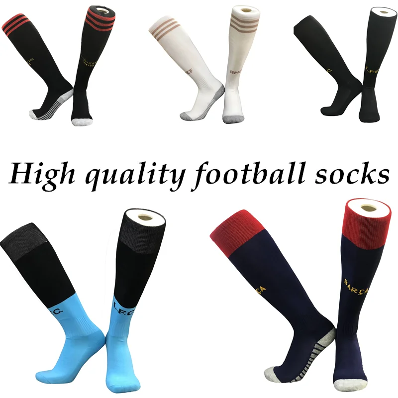 

New European Clubs Styles Children Adult Football Socks Boys Soccer Sock Kid's knee high Sports Long Thicken Men Sock