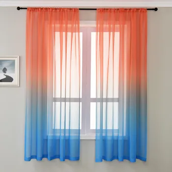 

2 Pcs/set European Gradient Colorful Tulle Curtain Window Curtain Living Room Modern Decorative Curtains