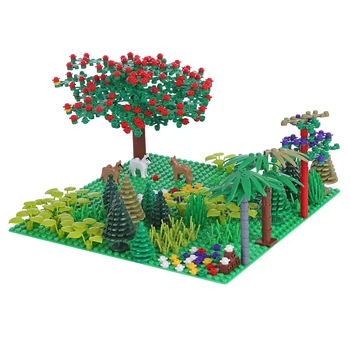

401Pcs DIY Small Particle Building Block Tropical Jungle Scenery Toy Set with 32x32 Baseplate for 100% Building Block Brands