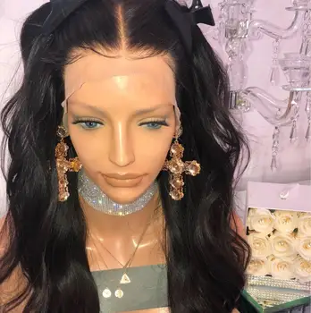 

European and American wig female wig mid-length curly hair natural black realistic hair chemical fiber fake headgear fake long