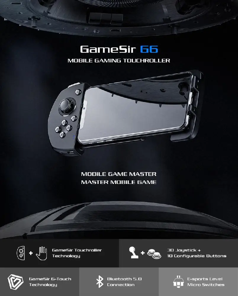  Gaming Wireless Controller with Ultra-thin 3D Joystick G-Touch Technology for iOS For PUBG Games Pa