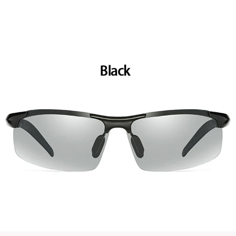 Алюминиево-магниевые фотохромные солнцезащитные очки Хамелеон поляризованные солнцезащитные очки wo мужские на весь день Меняющие цвет для снега светильник - Цвет линз: black