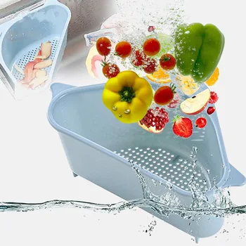 

Kitchen Suction Cup Sponge Rack Storage Tool Sink Filter Shelf Triangular Sink Strainer Drain Vegetable Fruit Drainer Basket