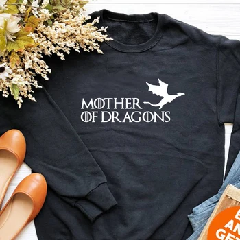 

Mother of Dragons Graphic Women Sweatshirts Harajuku Dracarys Round Neck Pullover Tumblr Streetwear Casual Jumpers Drop Shipping