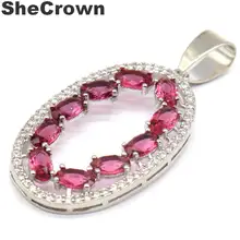 37x18 мм новое поступление розовый турмалин CZ подарок серебряный кулон
