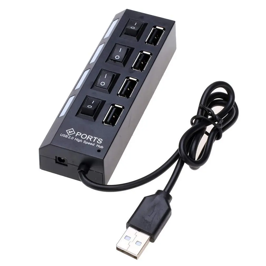 

4 Port Micro USB Hub 2.0 USB Splitter High Speed 480Mbps USB 2.0 Hub LED With ON/OFF Switch For Tablet Laptop Computer Notebook