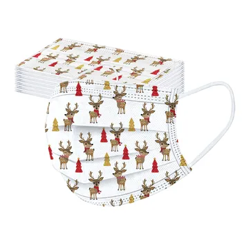 

20pc Christmas Snowflake Pattern Printing Gradient Face Mask Adults Women And Man Disposable Windproof 3ply Non-woven Mask