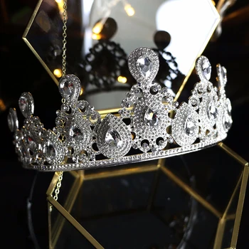 

Crystal Fashion Royal Queen King Tiaras And Crowns Men/Women Pageant Prom Diadem Hair Ornaments Wedding Hair Jewelry Accessories