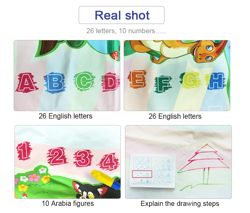 Мультяшный магический коврик для рисования с 4 водными красками ручка и 1 роликовый штамп набор Обучающие игрушки доска для рисования для детей Детский подарок