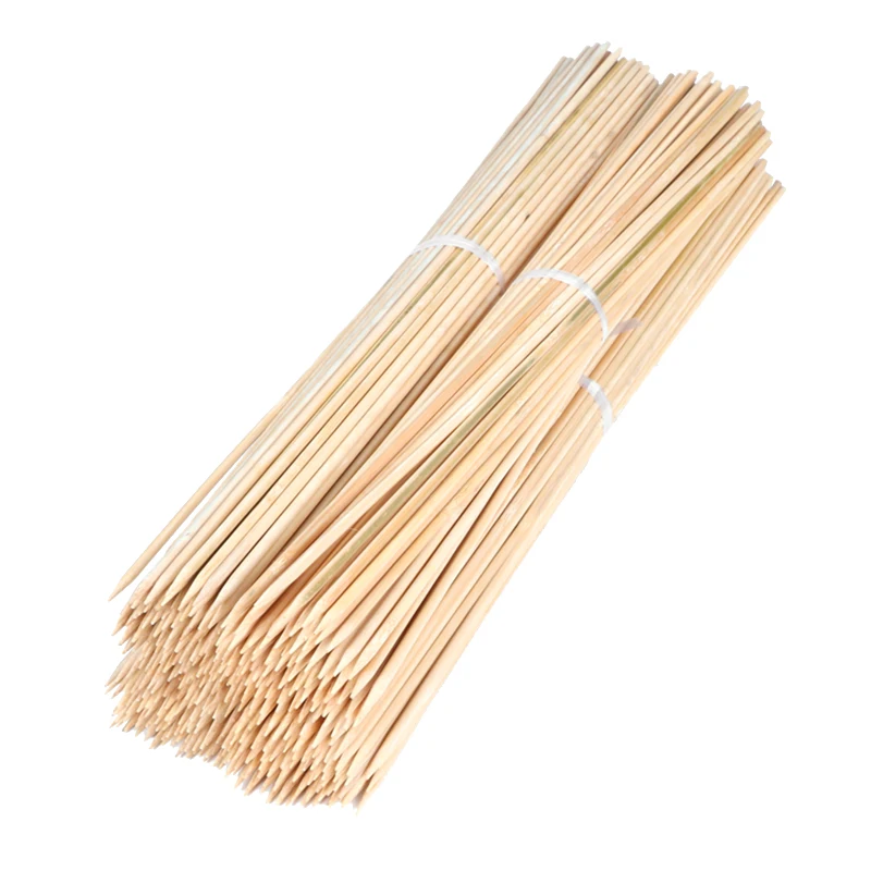 100pcs 40cm*4mm Bamboo Barbecue Skewers Grill Shish Kabob Natural Wood BBQ Sticks Disposable Meat Fruit Stick Outdoor Picnic