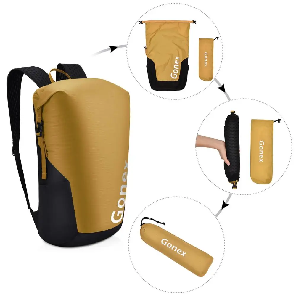 Gonex 35L Сверхлегкий складной Рюкзак 210D нейлоновая Водонепроницаемая спортивная сумка для путешествий на открытом воздухе, кемпинга, пеших прогулок, велосипедная сумка