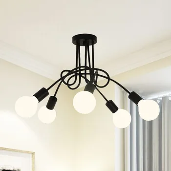 

Modern European Creative Irregular Black Iron Droplight Household Modern Simple Lamp In The Living Room Bedroom LED Chandelier