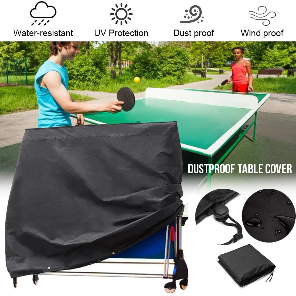 Outdoor Ping Pong Table Cover Dustproof Tennis Pool Table Furniture Cover Indoor Storage Cover Waterproof 210D Oxford Cloth