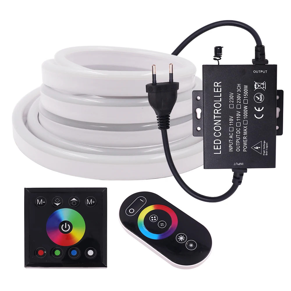 

220V 110V RGB Neon Light Led Strip SMD 5050 60Leds/m Efficient Waterproof IP68 Neon Sign Rope With Touch Panel Remote Control