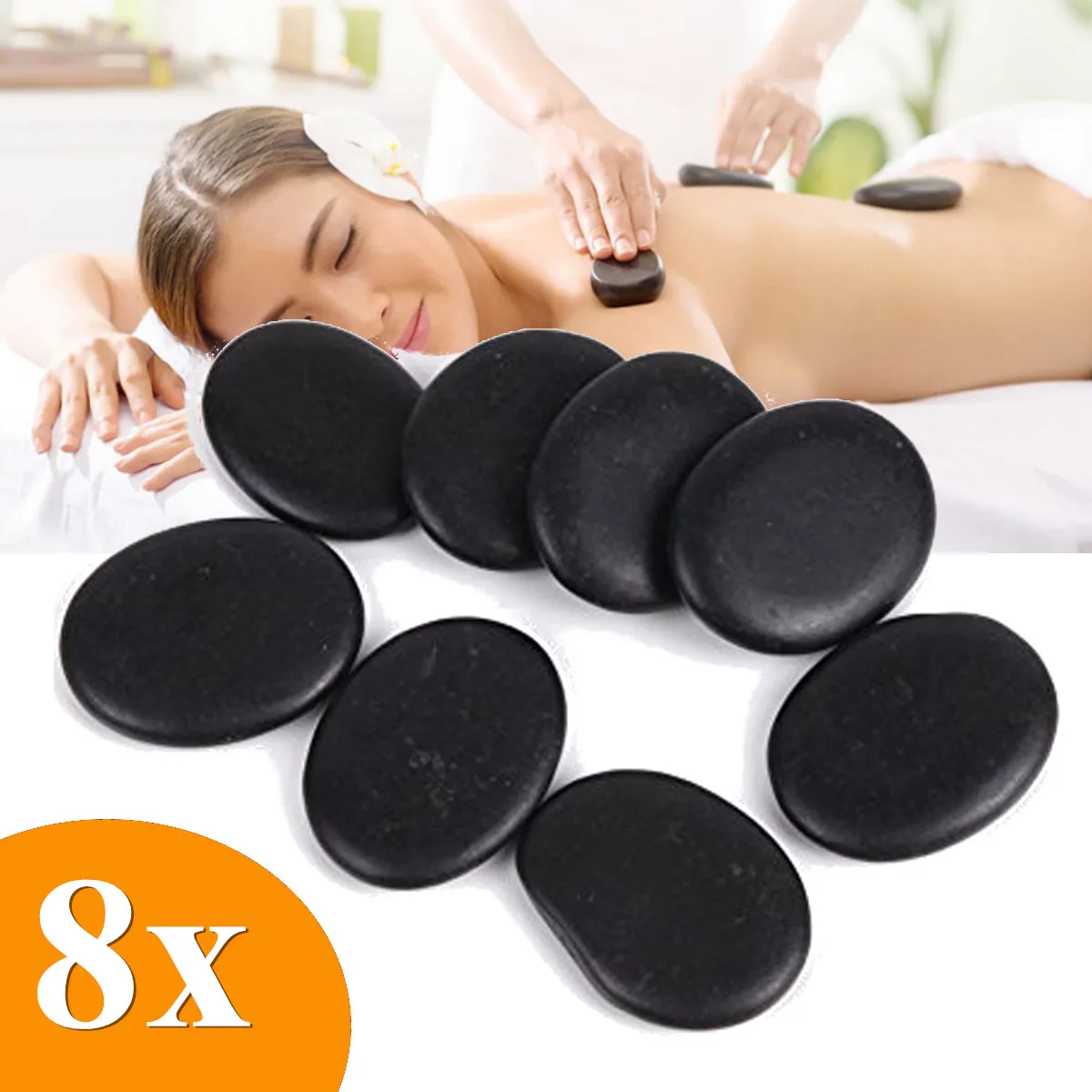 

8pcs Massage Stone Beauty Stones Massage Spa Rock Basalt Stone Lava Hot Basalt Set Lot Kit Natural Therapy Rock Energy Stone