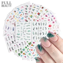 29 шт простой зеленый черный лист воды наклейки Лак для ногтей цветок Фламинго слайдер для маникюра украшения ногтей набор оберток CH764