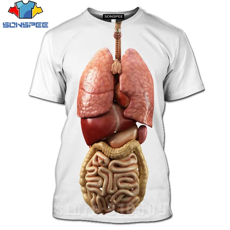 3D Print Cosplay Male Skeleton Internal Organs Tshirt Harajuku Human Body T-shirt Men Women Fashion T shirt Summer Short Sleeve (8)