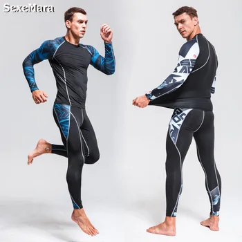 

Men's Compression thermo underwear Long Johns GYM Tights Sports Suits training Clothes Rashgard thermal underwear for men