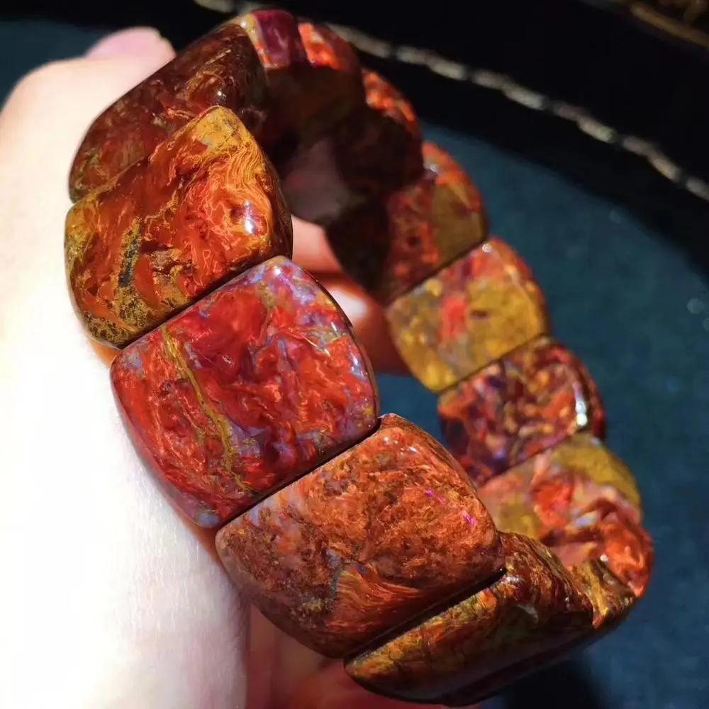 Сертификат натуральный красный Pietersite браслет из драгоценных камней в намибийском стиле прямоугольный бисер 20x15 мм для женщин и мужчин растягивающийся Кристальный драгоценный камень AAAAA