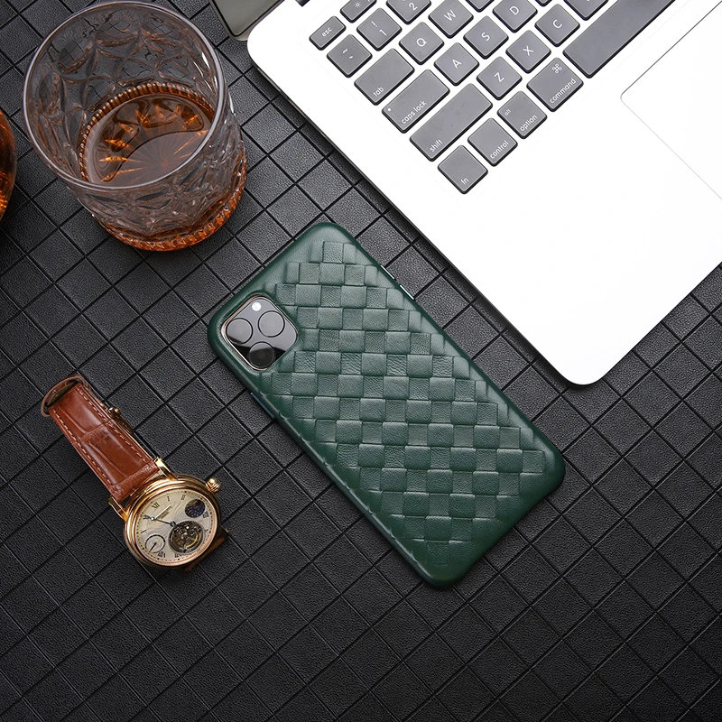 Роскошный чехол из натуральной кожи s модный тканый узор для iPhone 11 Pro MAX чехол для телефона для iPhone 11/Pro/Max задний Чехол