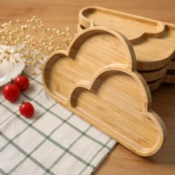 Baby Feeding Bowl Kids Bamboo Food Plate Sheep Pattern Dinner Tableware Non-slip Suction Cup Children