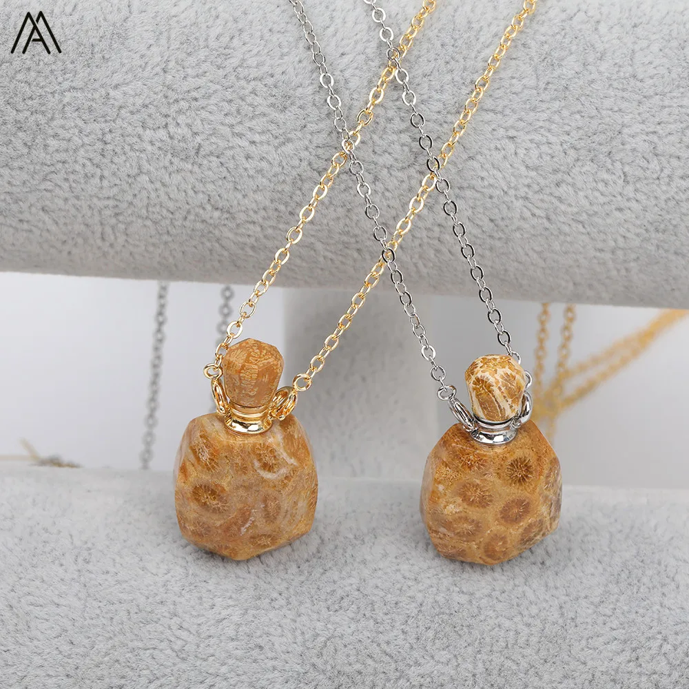 Kaufen 2019 neue Ankunft Zarte Frauen Mini Korallen Jade Stein Parfüm Flasche Anhänger Halskette Erklärung Schmuck EF DG 36AMDJ