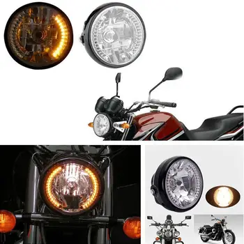 

HiMISS 7" 35W H4 Motorcycle Headlight Turn Signal Halogen Front Light for Harley BWM Suzuki Kawasaki