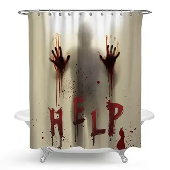 

Halloween Shower Curtain Liner Window Props With Bloody Hands For Halloween Decorations Theme Decor